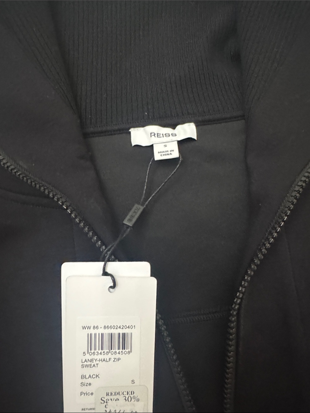 Reiss Black Half-Zip Bomber Jacket